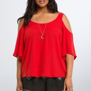 Torrid 3X Red Cold Shoulder Top